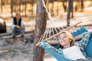 Image of a woman in hammock relaxing