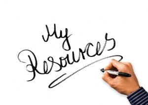 My resources for chronic pain etc.... White Board and Pen Says My Resources. 