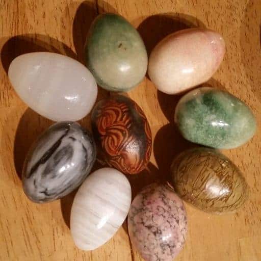 The Harmony Collection Picture of multiple colored glass eggs. Don't Put All Of Your Eggs In One Basket